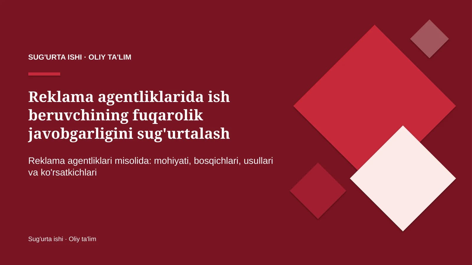 reklama agentliklarida ish beruvchining fuqarolik javobgarligini sug'urtalash 6504