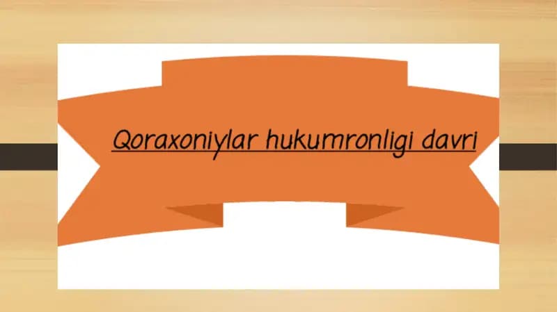 Qoraxoniylar Hukumronligi Davri