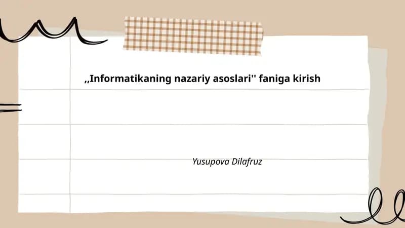 Informatikaning nazariy asoslari