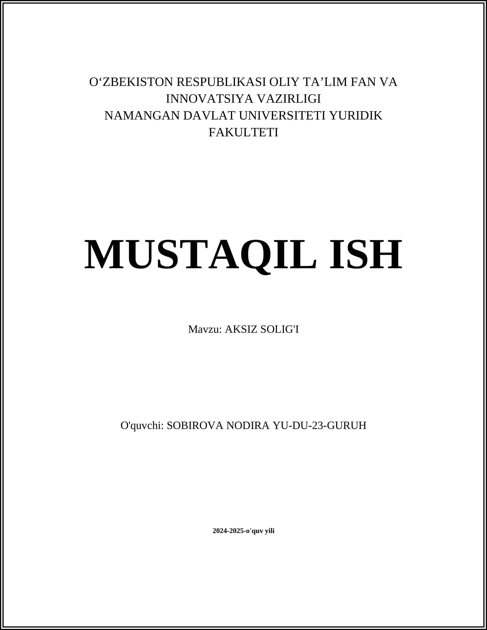 AKSIZ SOLIG'I