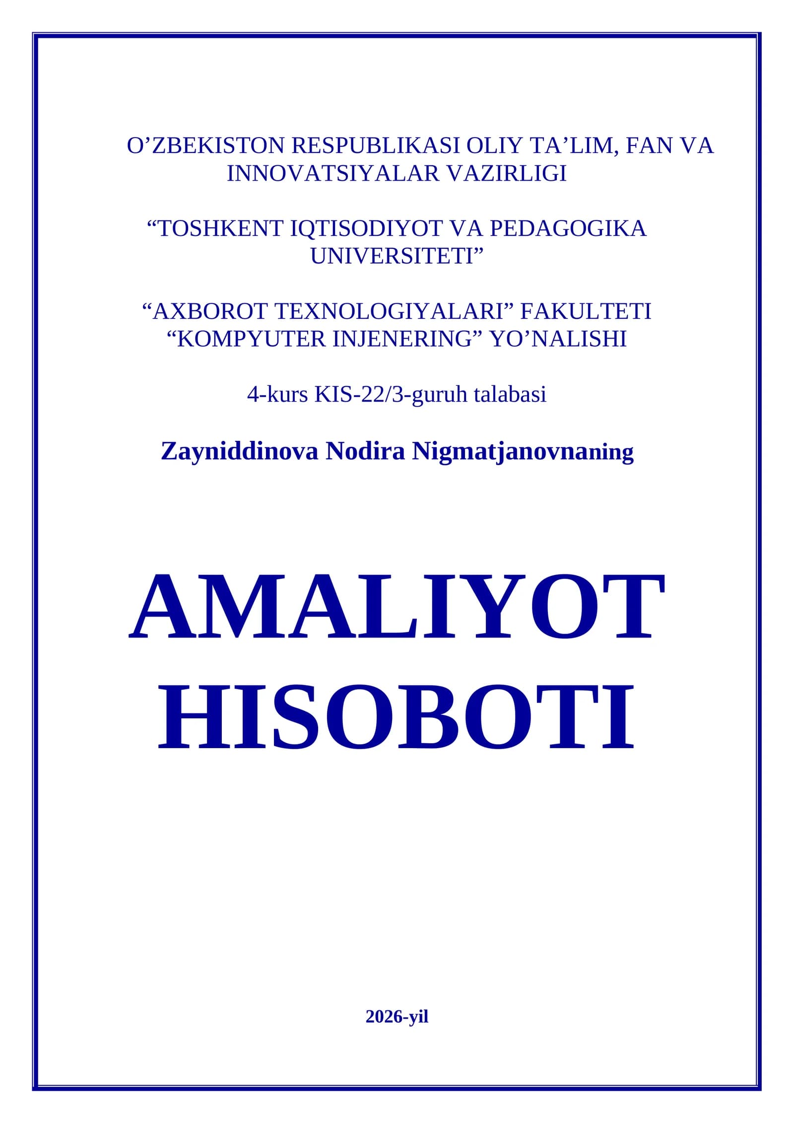 AMALIYOT HISOBOTI