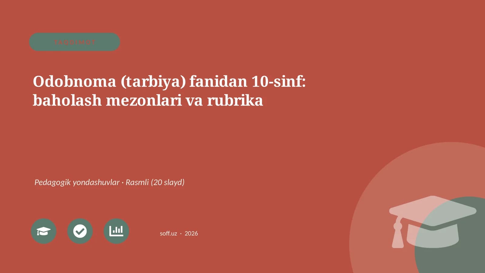 Odobnoma (tarbiya) fanidan 10-sinf: baholash mezonlari va rubrika