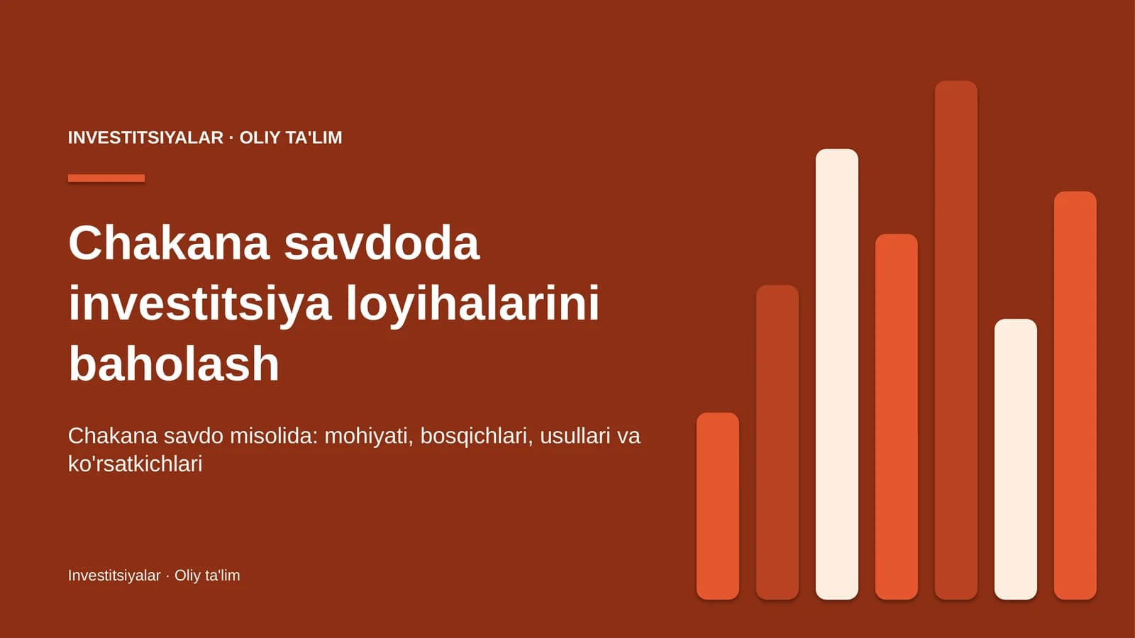 Chakana savdoda investitsiya loyihalarini baholash
