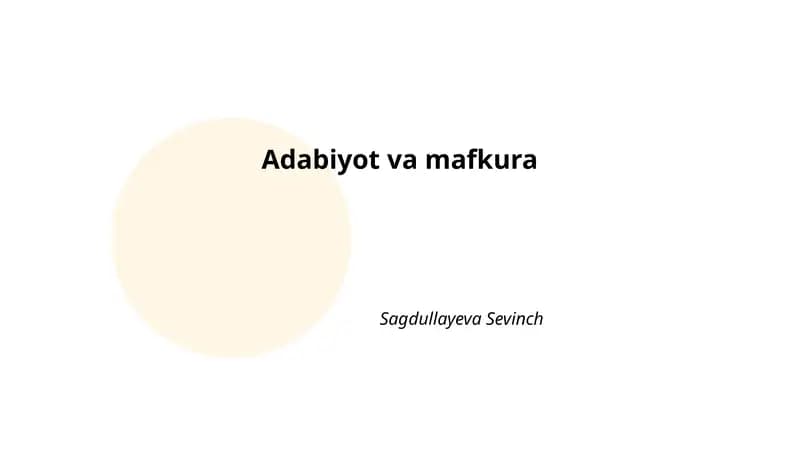 Adabiyot va mafkura