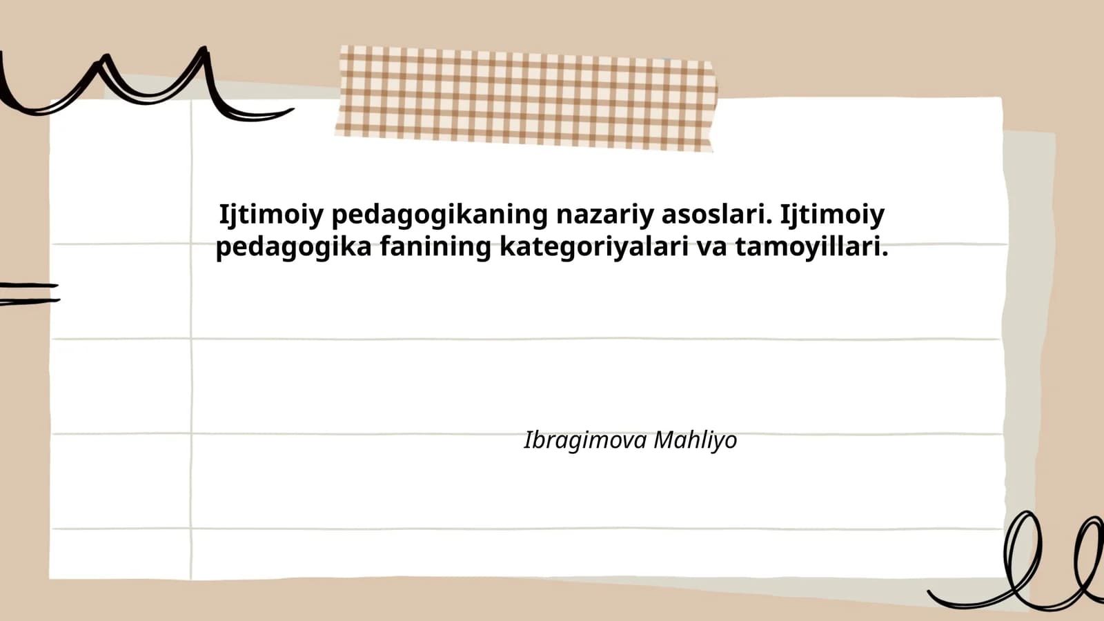 Ijtimoiy pedagogikaning nazariy asoslari
