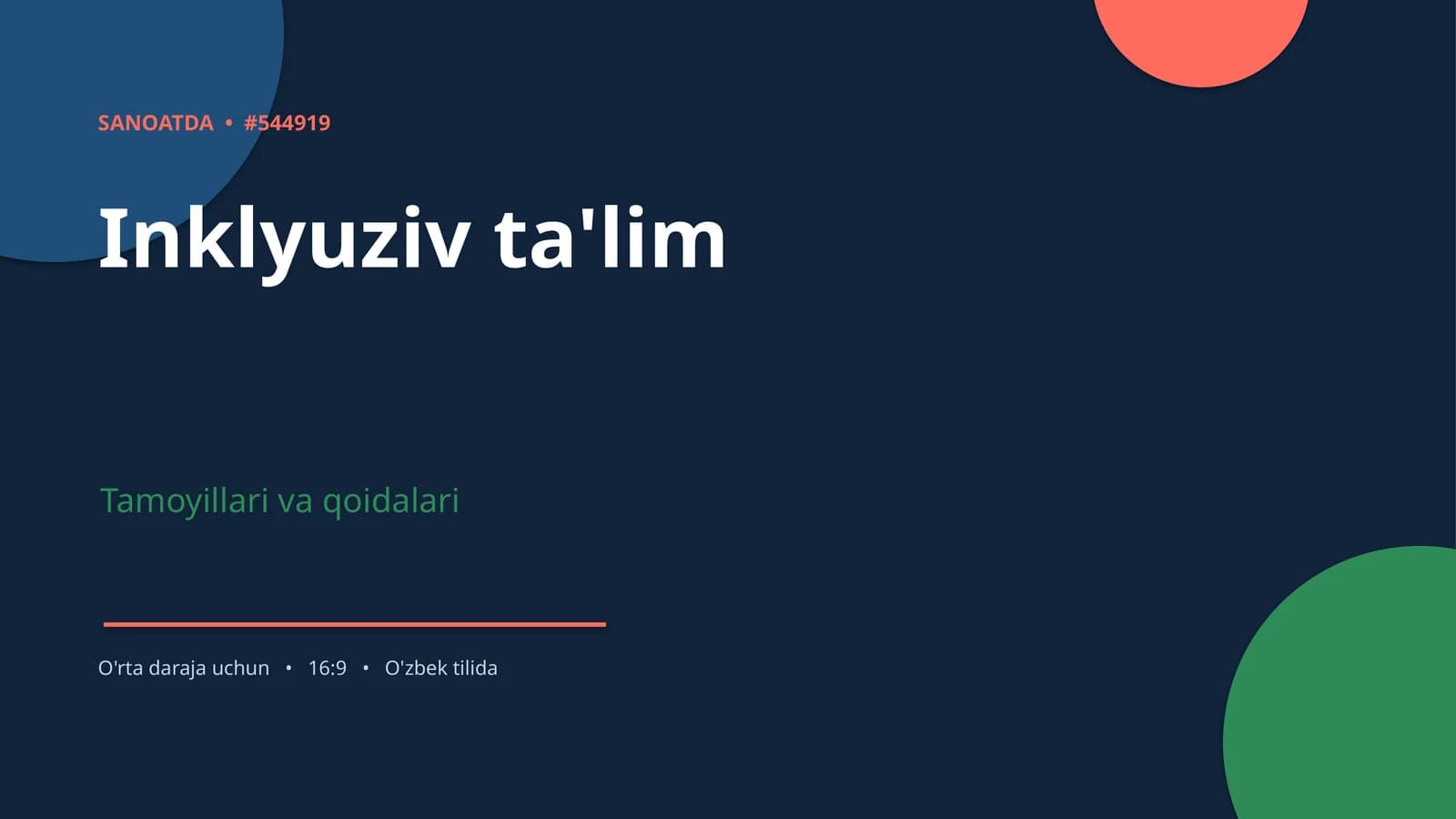 SANOATDA • #544919 Inklyuziv ta'lim