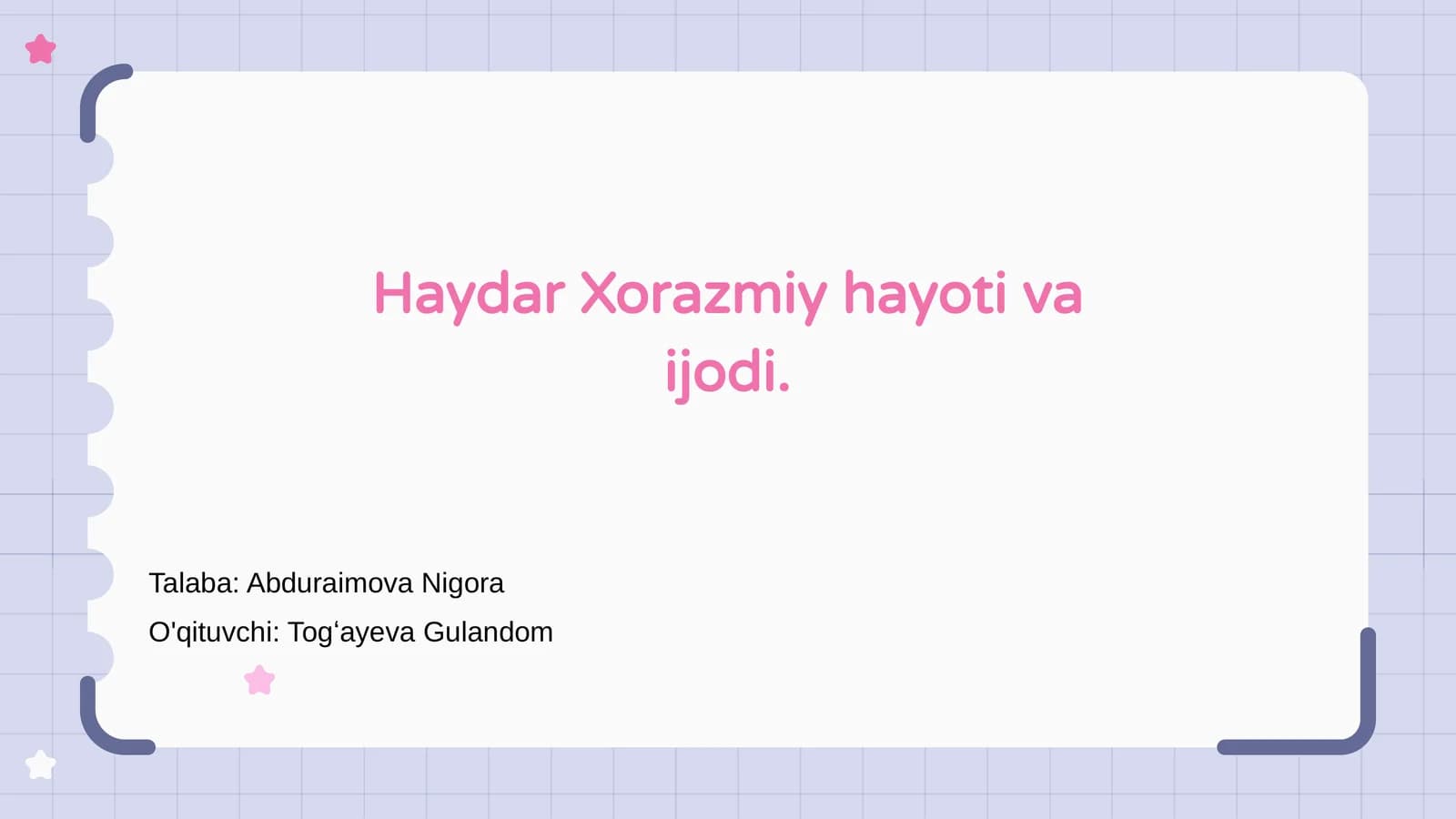 Haydar Xorazmiy hayoti va ijodi