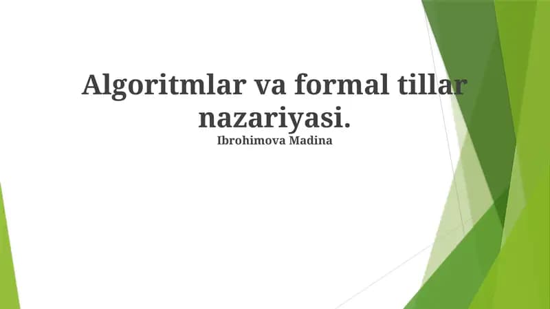 Algoritmlar va formal tillar nazariyasi