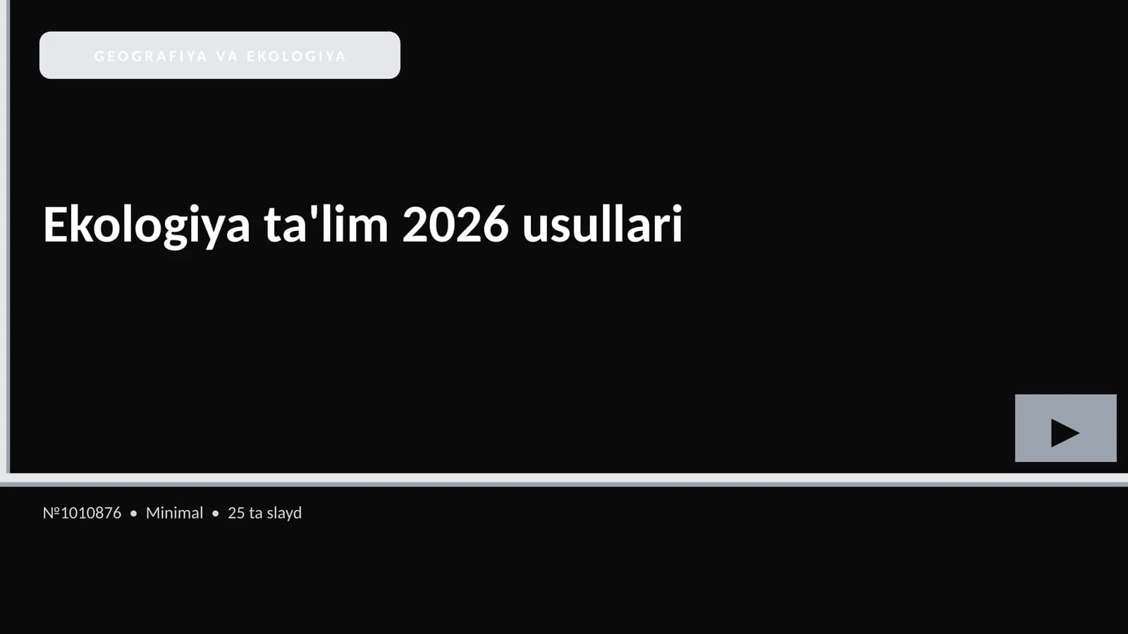 Ekologiya ta'lim 2026 usullari