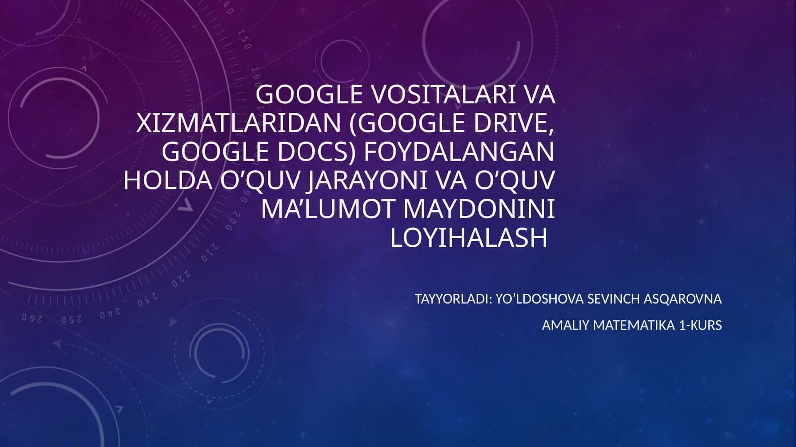 Google Vositalaridan (Google Drive, Google Docs) foydalanishning