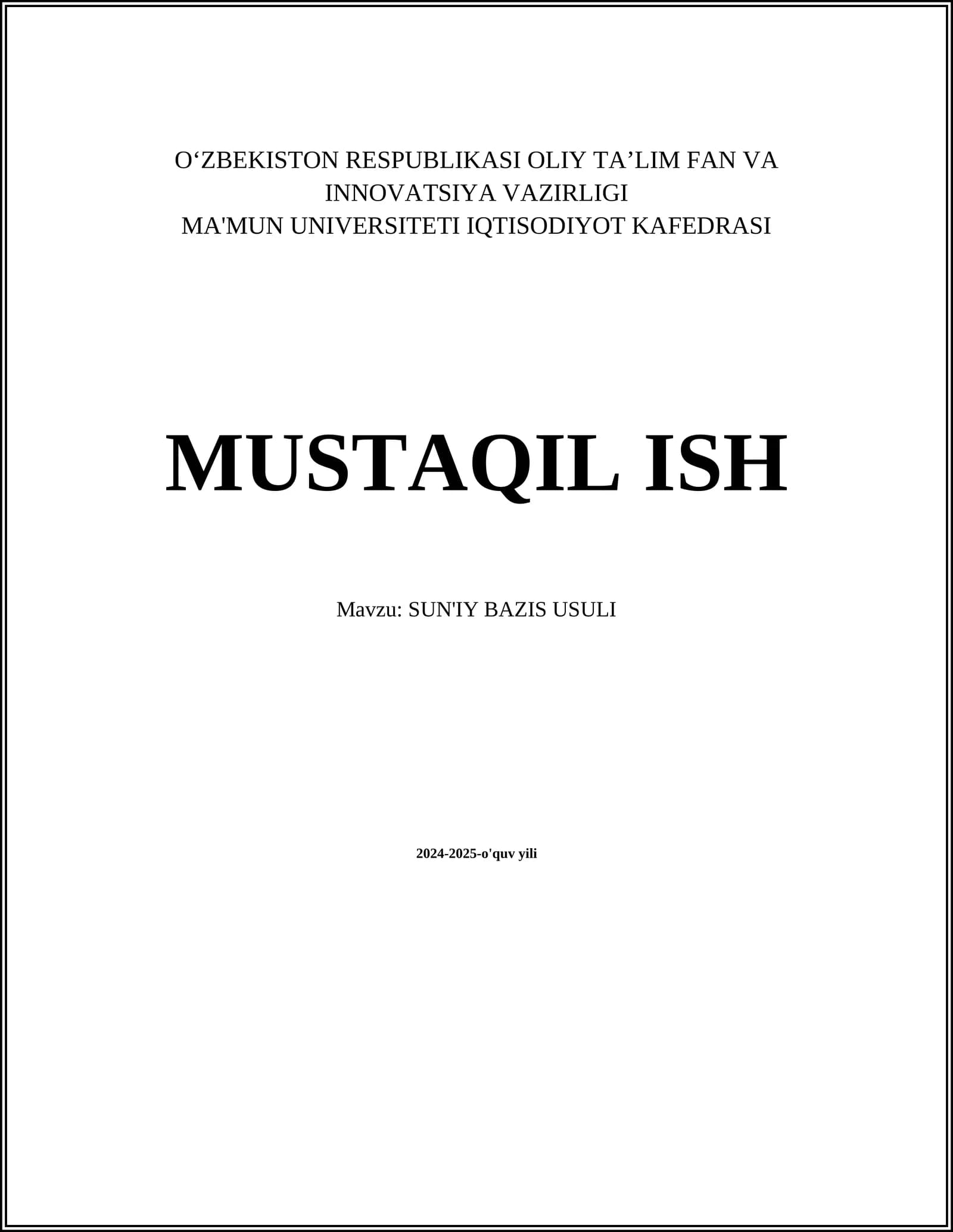 SUN'IY BAZIS USULI