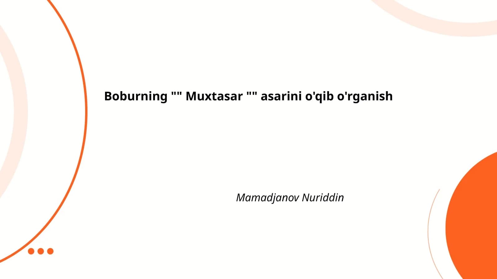 Muxtasar asarini o'qib o'rganish