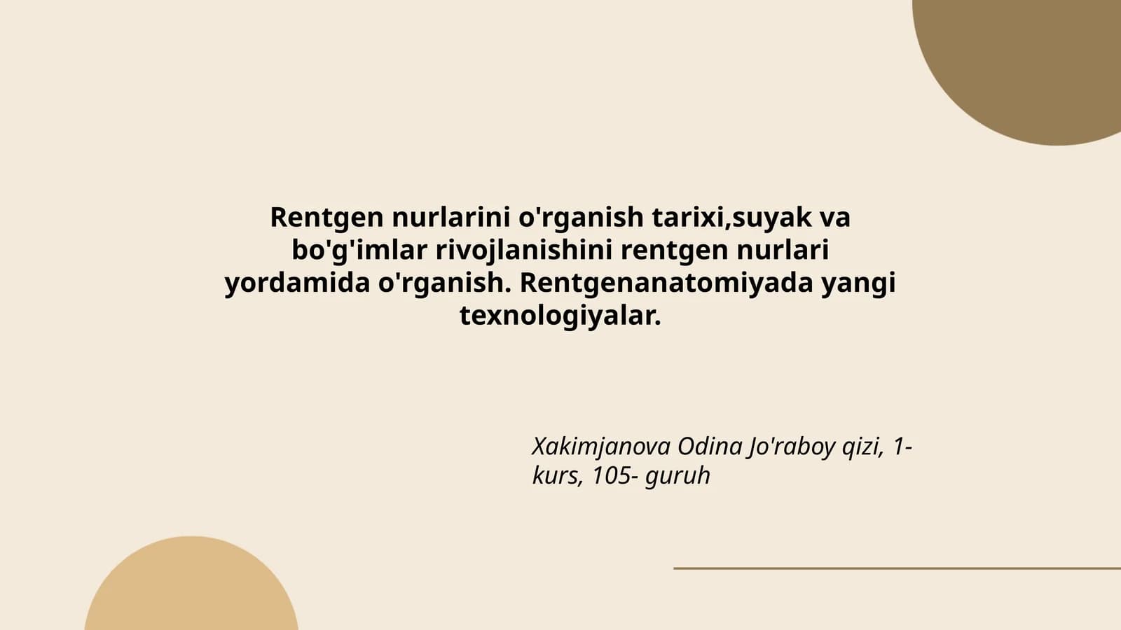 Rentgen nurlarini o'rganish