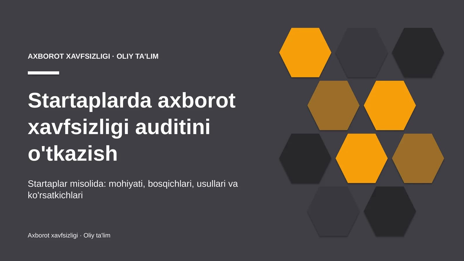 startaplarda axborot xavfsizligi auditini o'tkazish 4741
