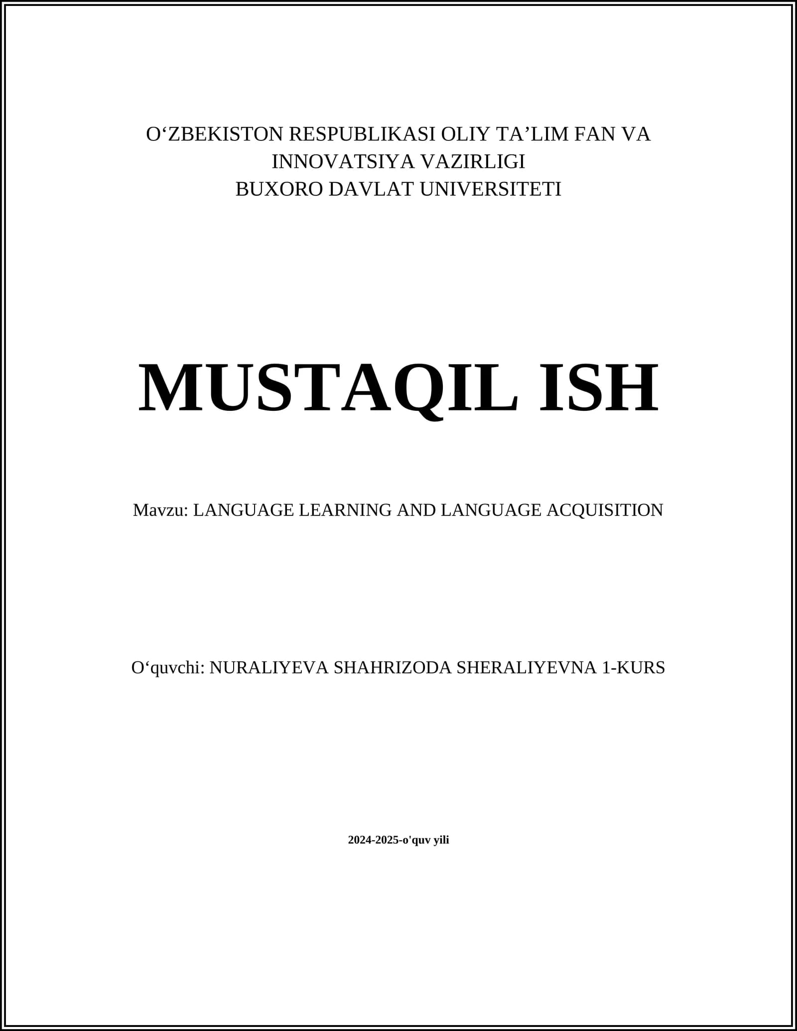 LANGUAGE LEARNING AND LANGUAGE ACQUISITION