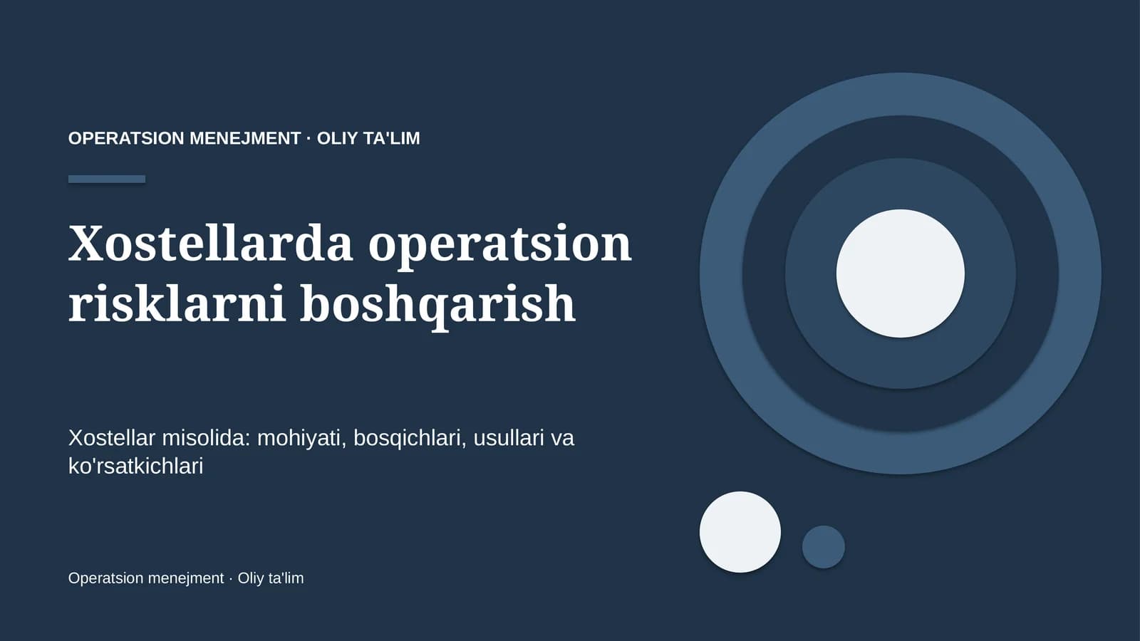 Xostellarda operatsion risklarni boshqarish
