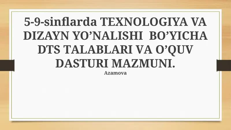 DTS TАLАBLАRI VА O’QUV DАSTURI MAZMUNI