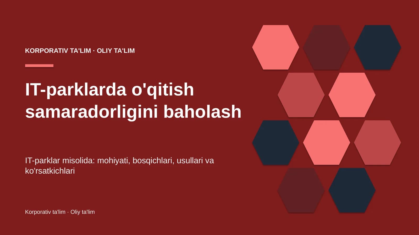 IT-parklarda o'qitish samaradorligini baholash
