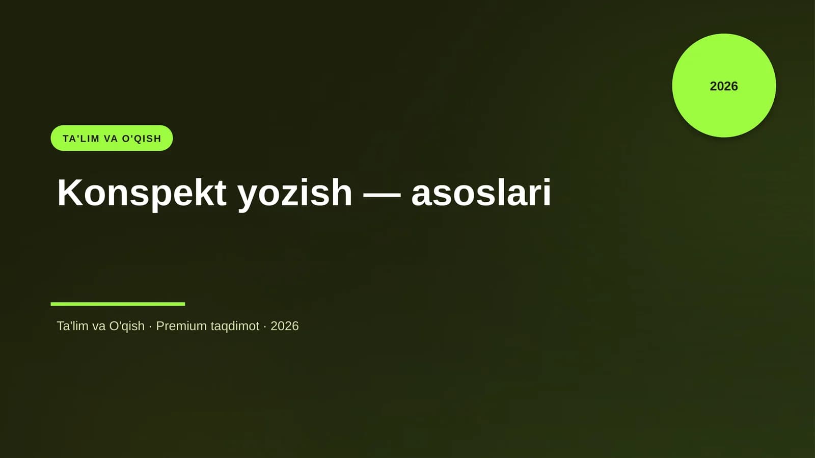 Konspekt yozish — asoslari