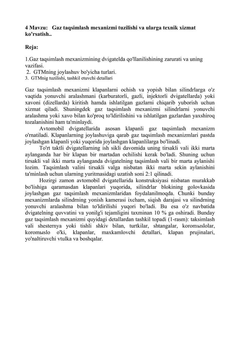 Gaz taqsimlash mexanizmi