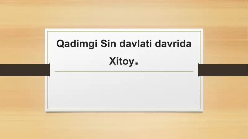 Sin davlatining kuchayishi va podsholik davri