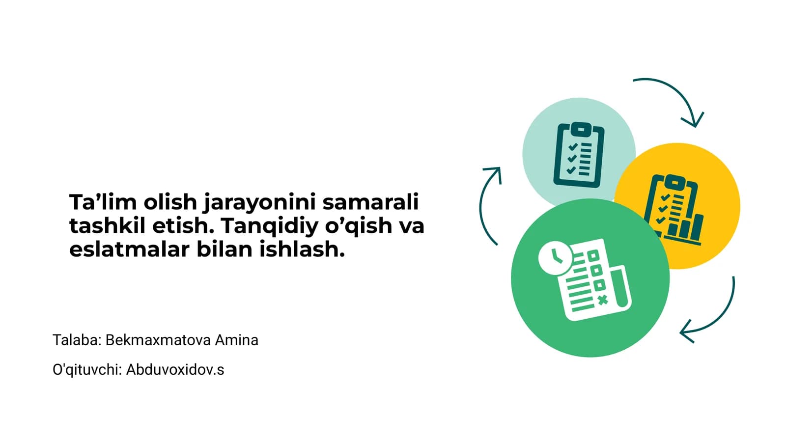 Ta’lim olishni samarali tashkil etish
