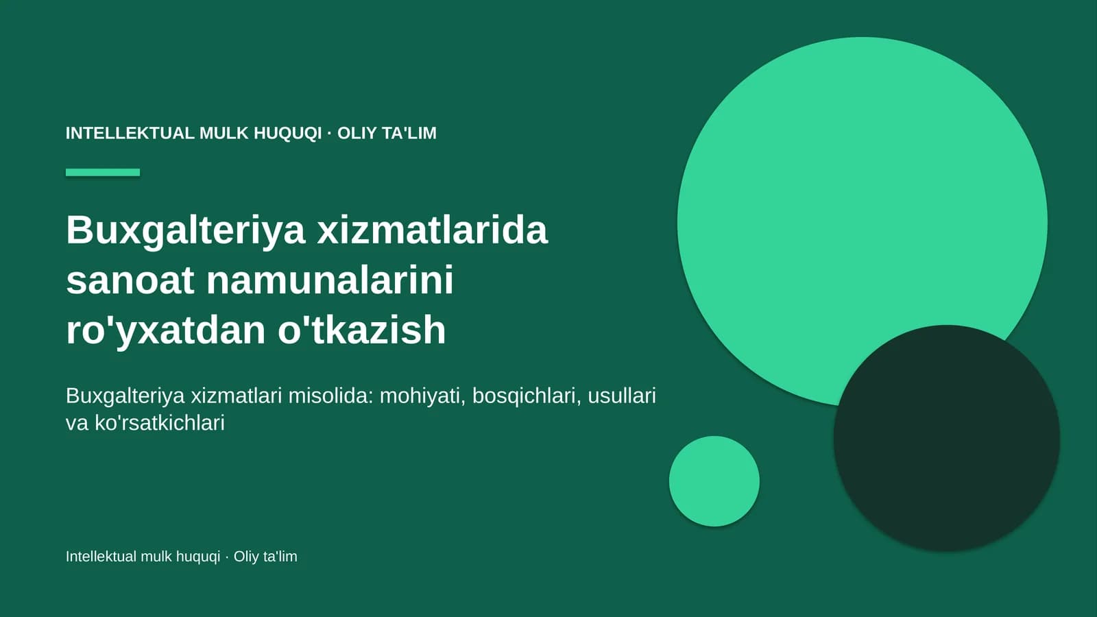 INTELLEKTUAL MULK HUQUQI · OLIY TA'LIM
