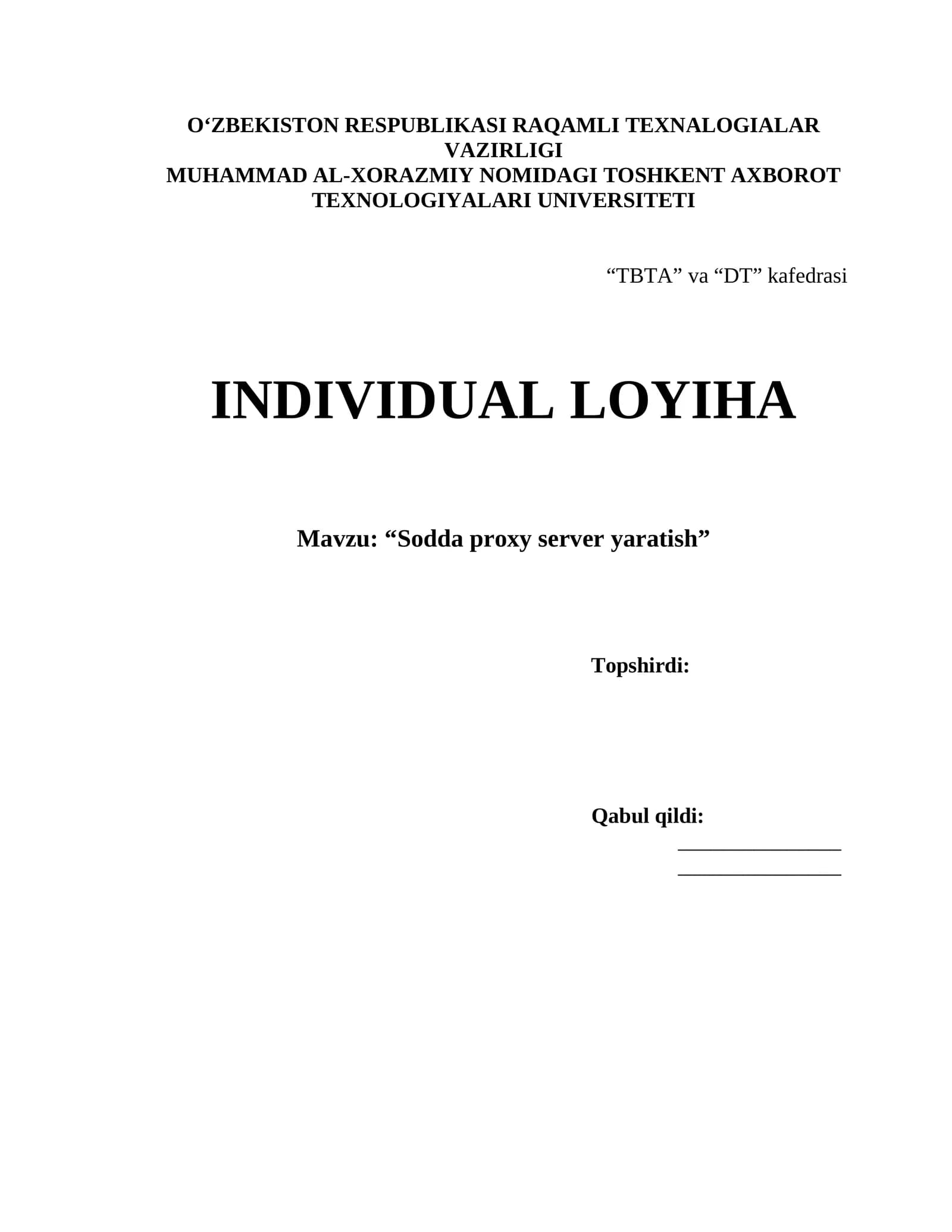 Sodda proxy server yaratish