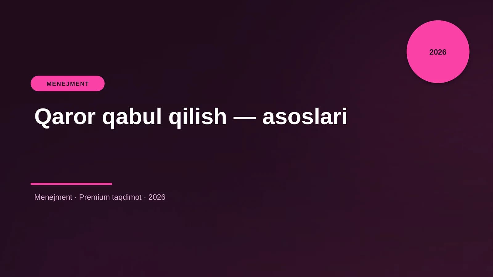 Qaror qabul qilish — asoslari