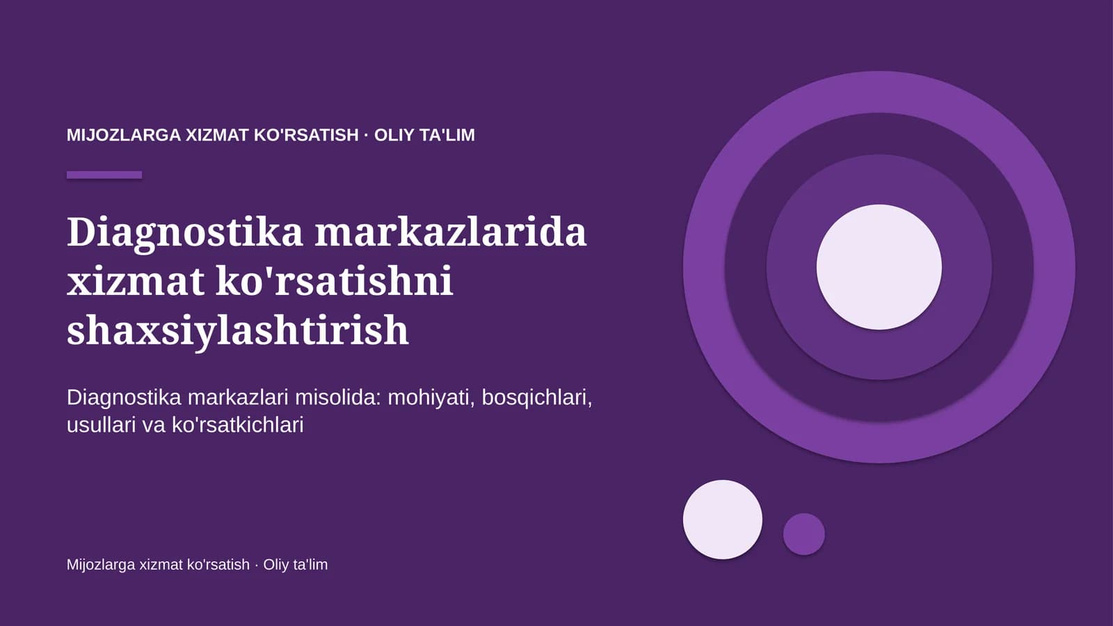 Mijozlarga xizmat ko'rsatish · Oliy ta'limg