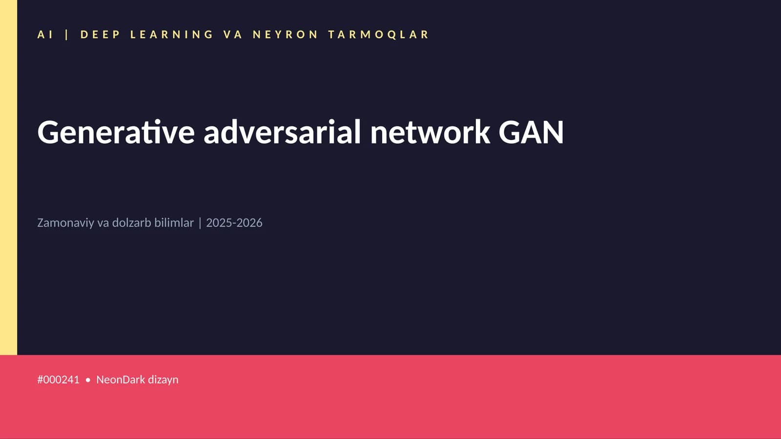 Generative adversarial network GAN