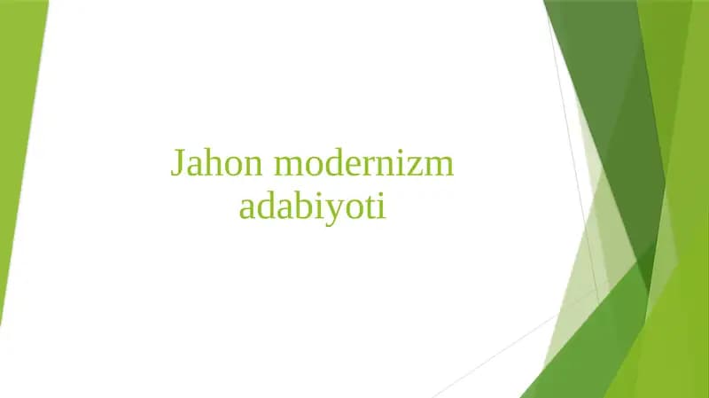 Jahon modernizm adabiyoti