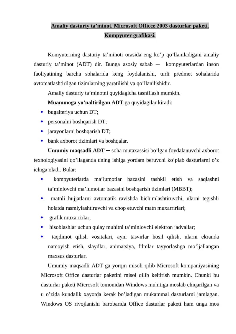 Amaliy dasturiy ta’minot