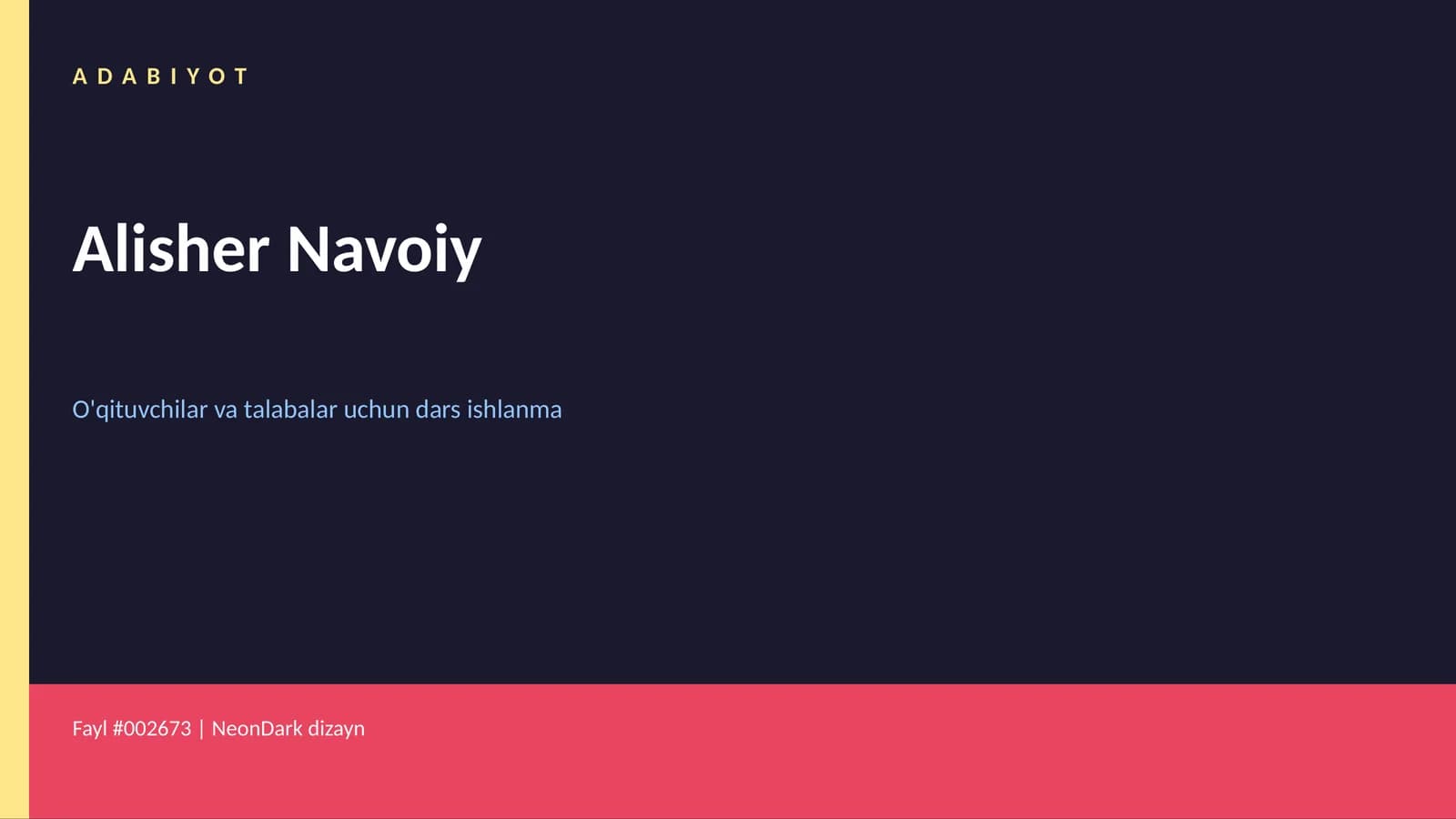 Alisher Navoiy dars ishlanma