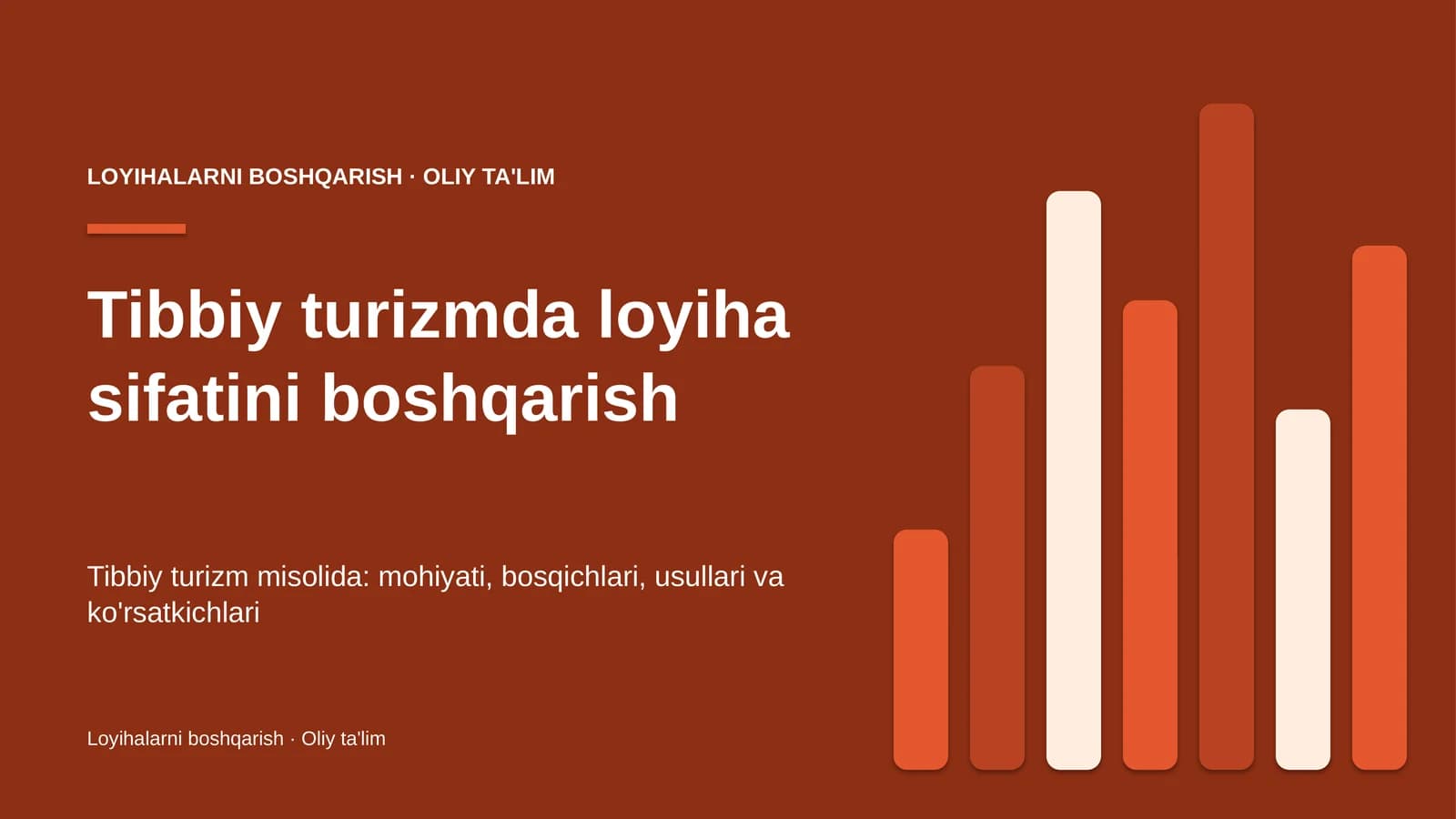 Tibbiy turizmda loyiha sifatini boshqarish