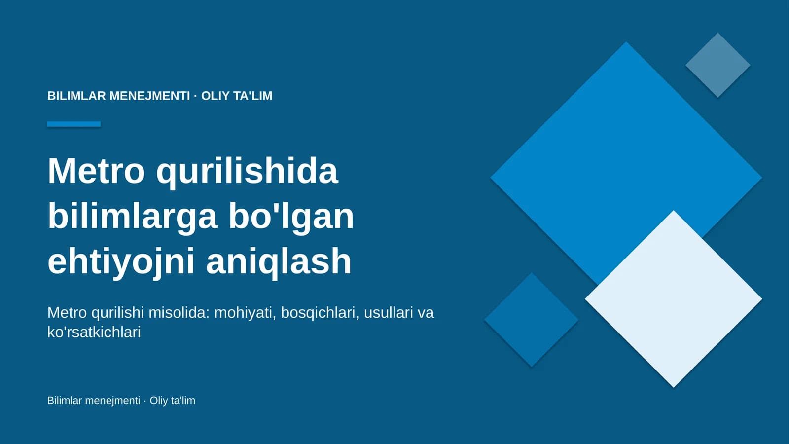 metro qurilishida bilimlarga bo'lgan ehtiyojni aniqlash 7001