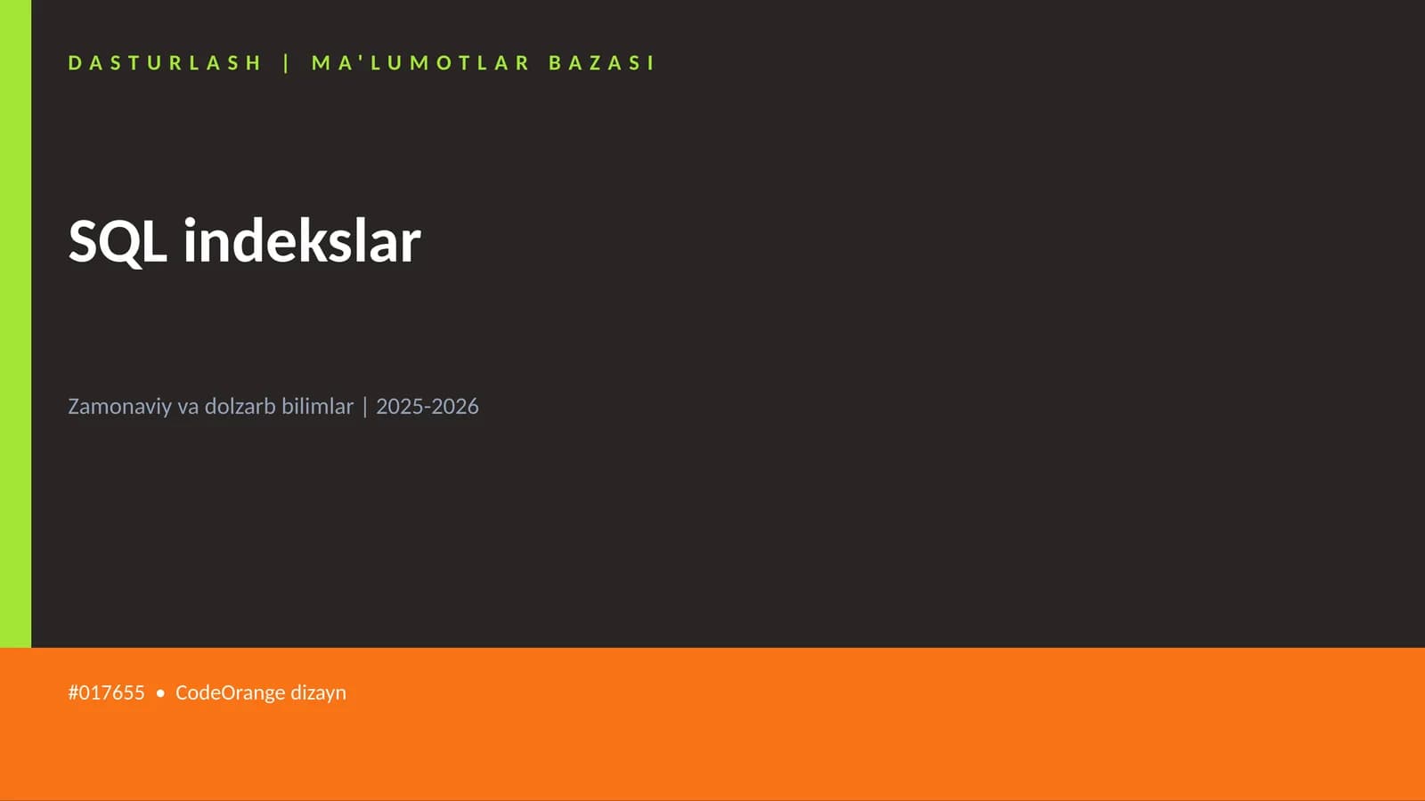 SQL indekslar