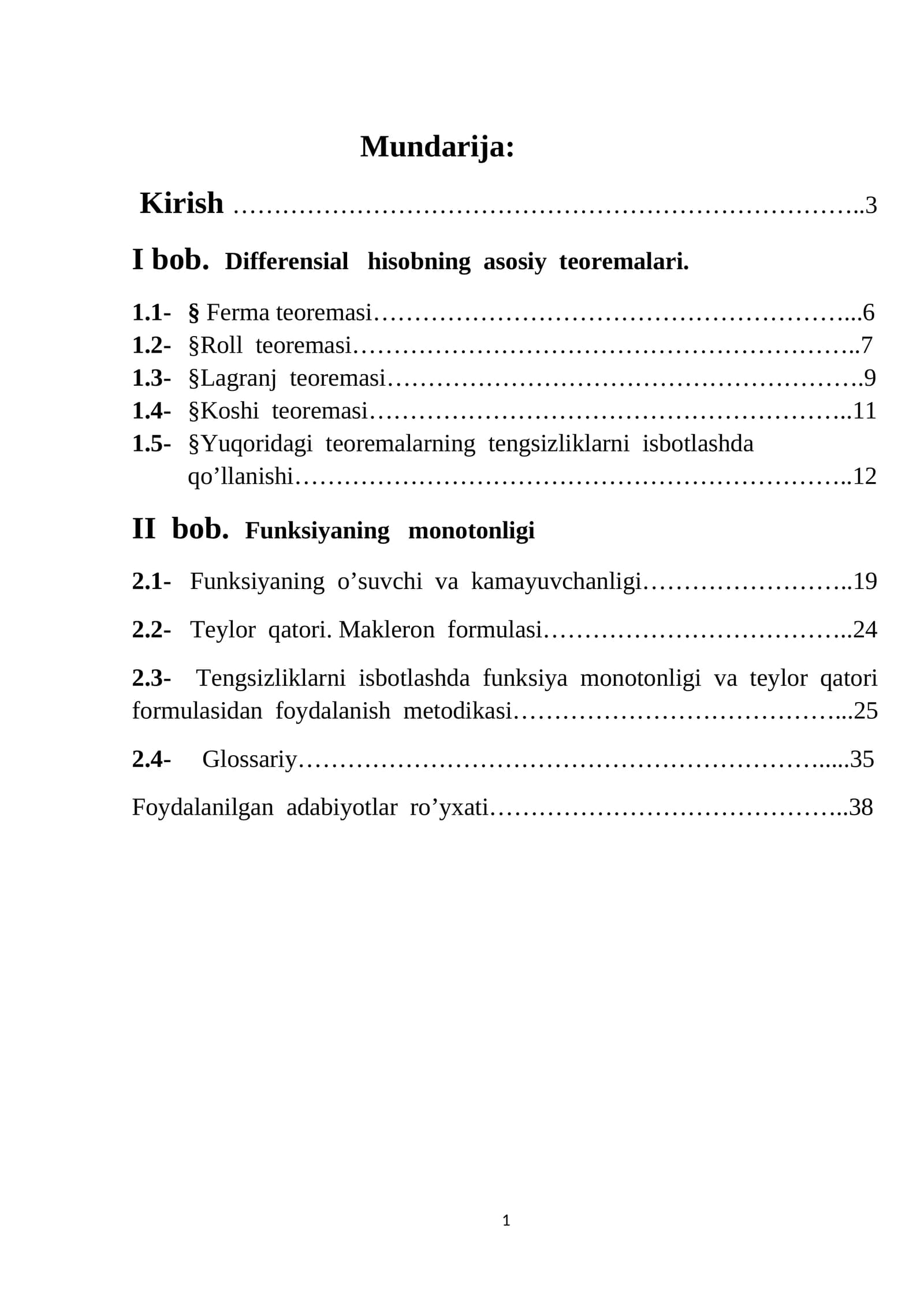 Differensial hisobning asosiy teoremalari