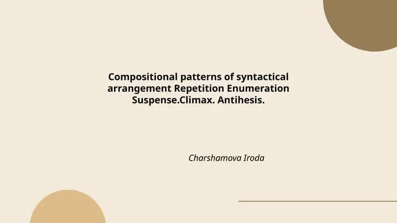 Compositional patterns of syntactical arrangement