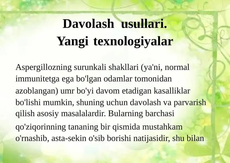 Davolash usullari