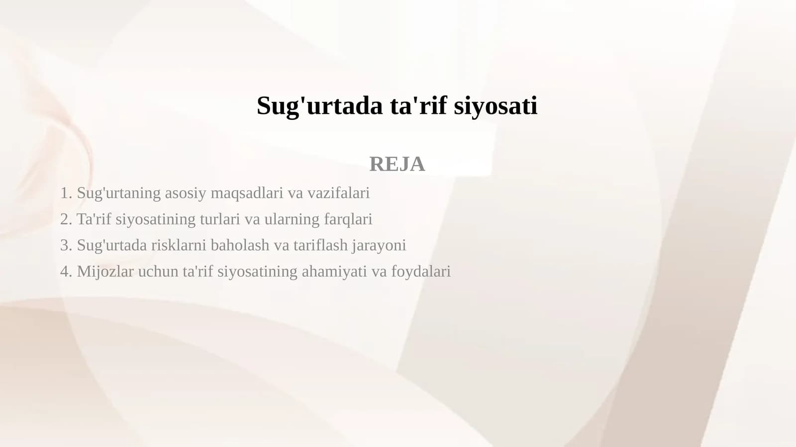 Sug'urtada ta'rif siyosati.