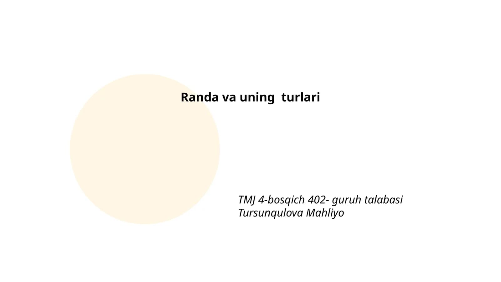 Randa va uning turlari