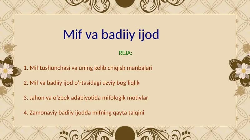 Mif va badiiy ijod