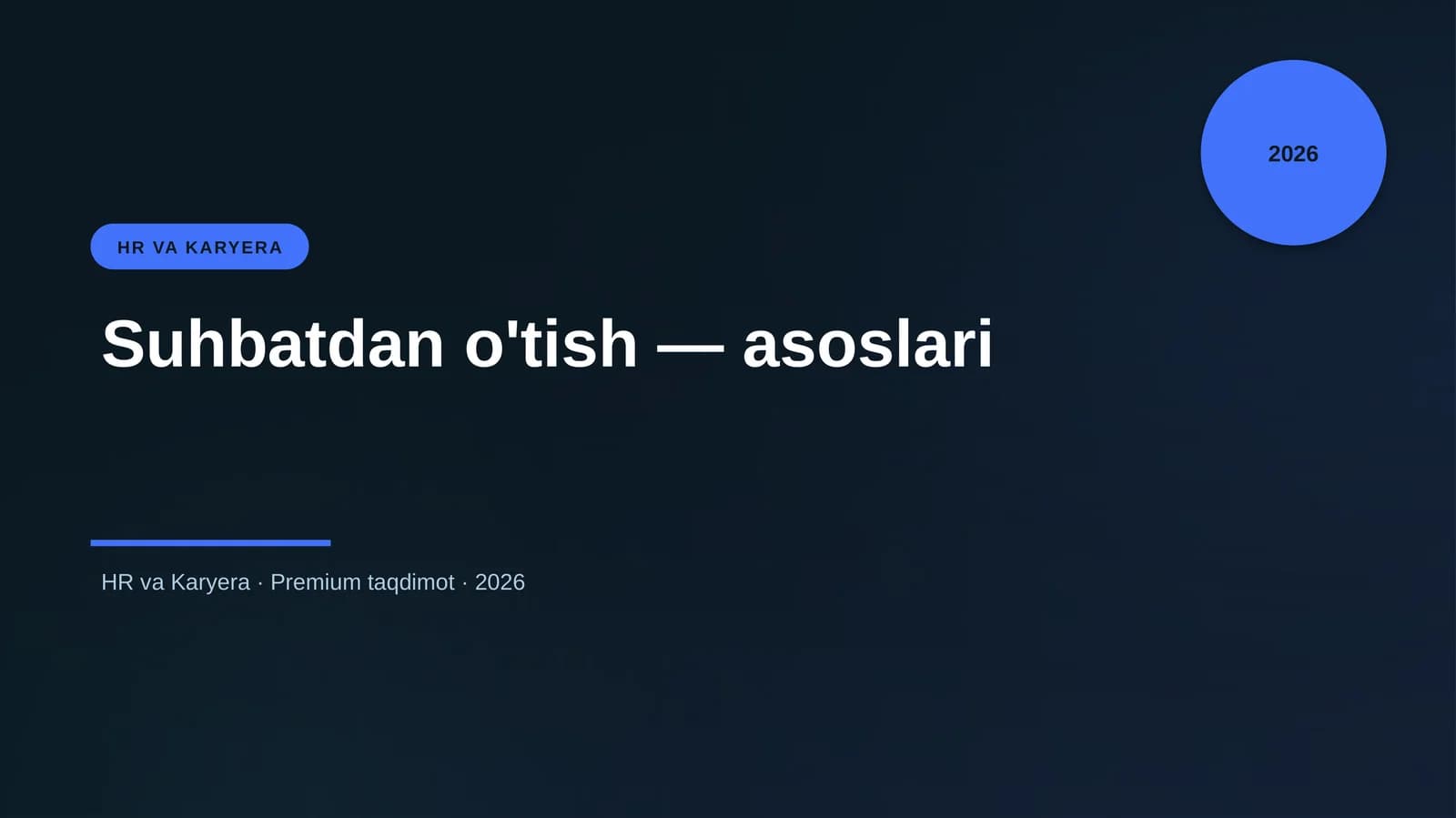 Suhbatdan o'tish — asoslari