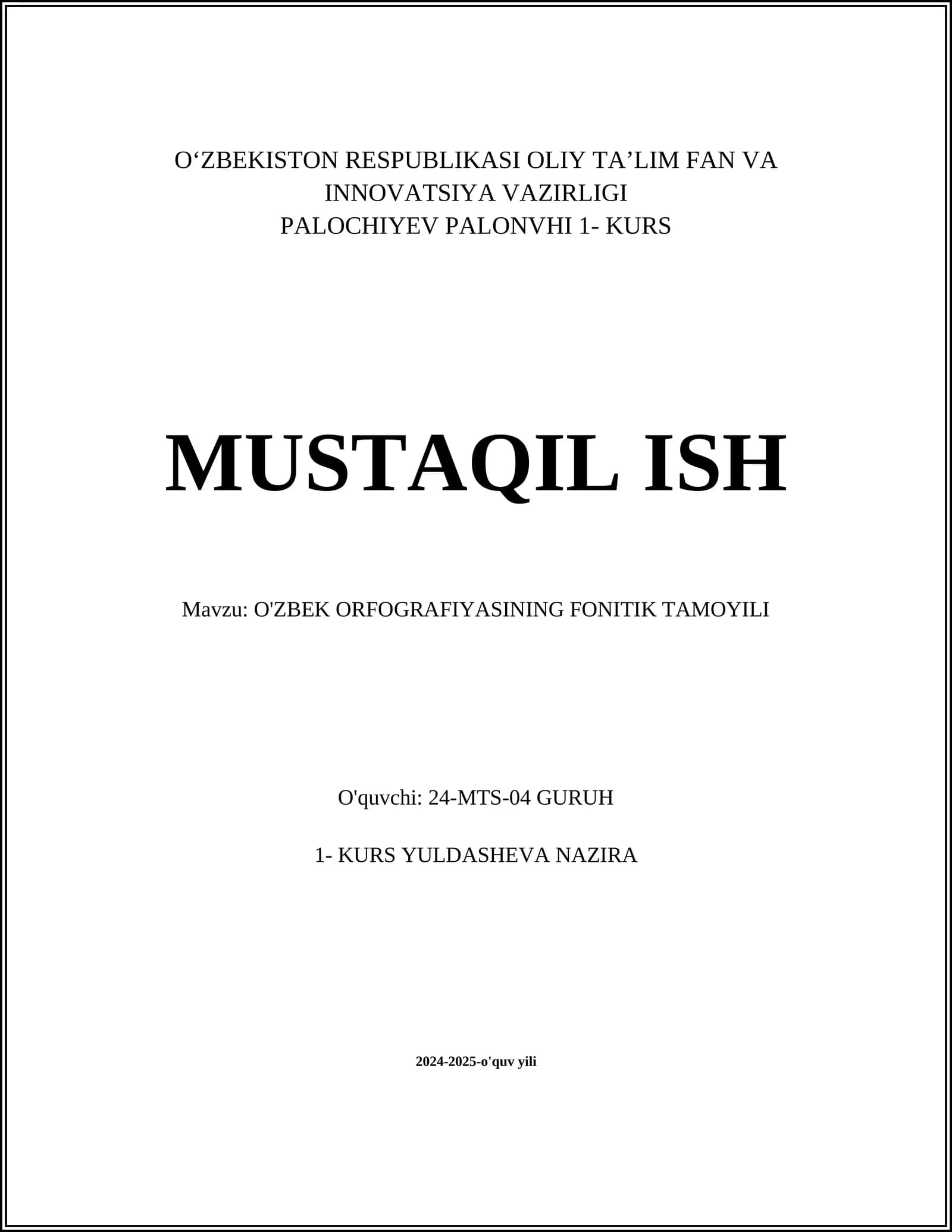 O'zbek Orfografiyasi