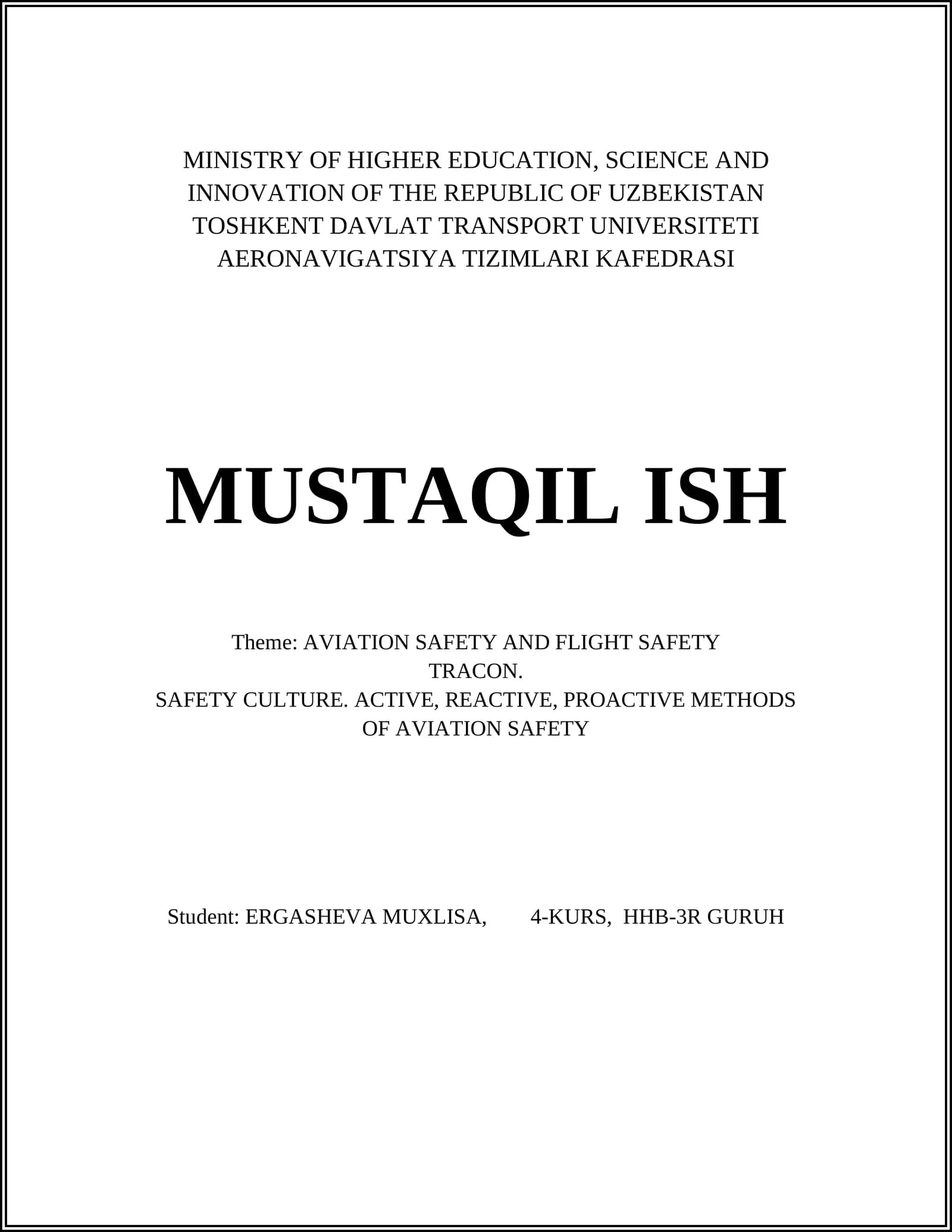 AVIATION SAFETY AND FLIGHT SAFETY