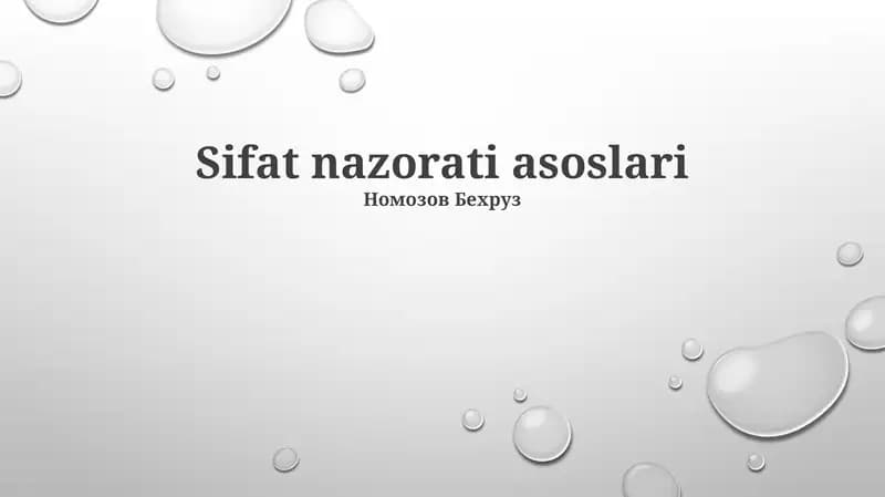 Sifat nazorati asoslari