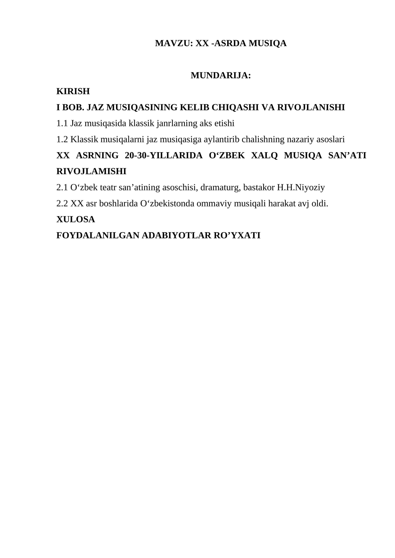 XX -asrda musiqa