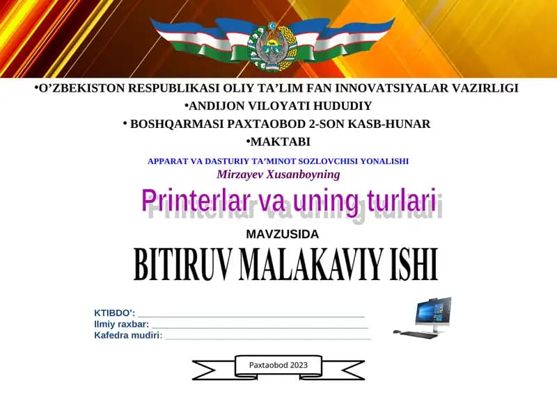 Printer va ularning turlari