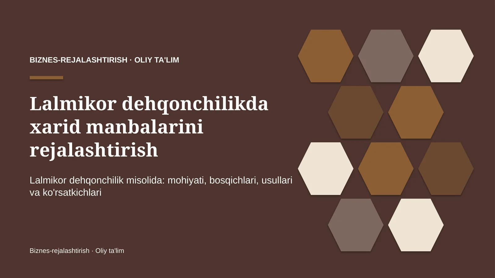 Lalmikor dehqonchilikda xarid manbalarini rejalashtirish